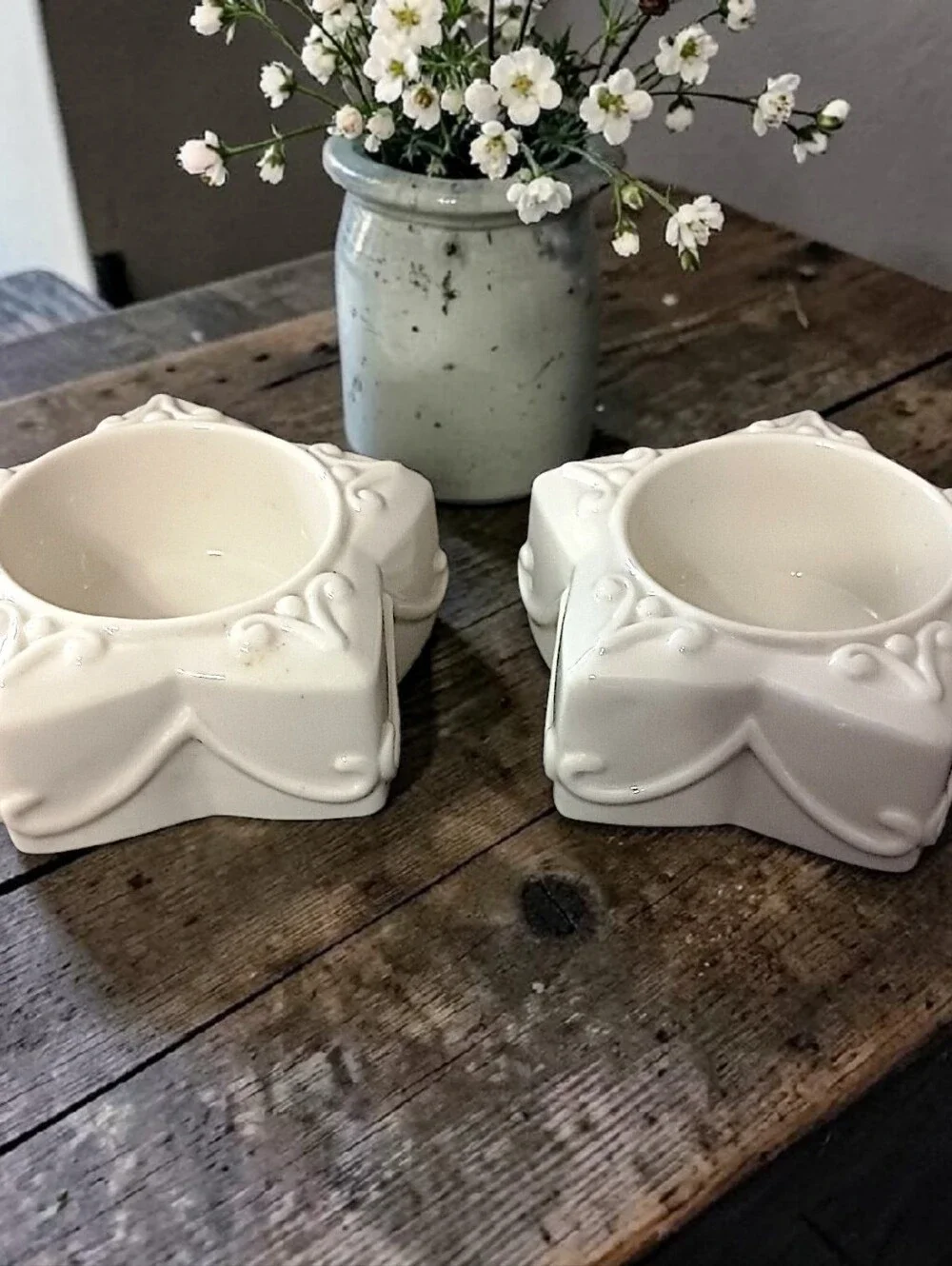 2‎ Lenox Yuletide Glowlite Candle Holders Votive Tea Light Porcelain Star Shaped